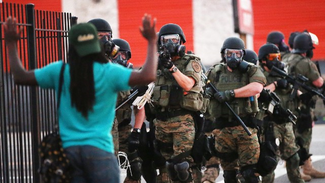 Police Aim At Man In Ferguson